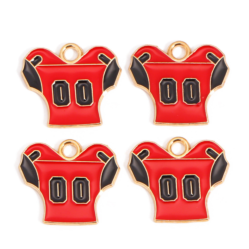 Enamel Sports Ball Charms & Slide Spacer Beads, Gold Plated Football Helmet Jersey Baseball Pendant for DIY Jewelry Making, Beadable Pens & Keychain Crafts