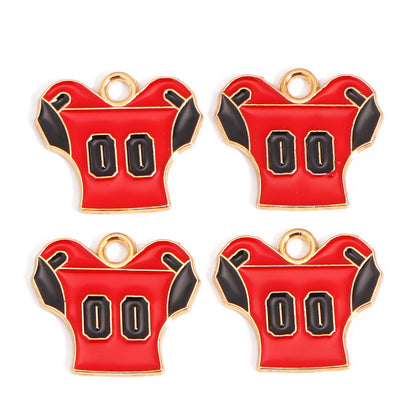 Enamel Sports Ball Charms & Slide Spacer Beads, Gold Plated Football Helmet Jersey Baseball Pendant for DIY Jewelry Making, Beadable Pens & Keychain Crafts