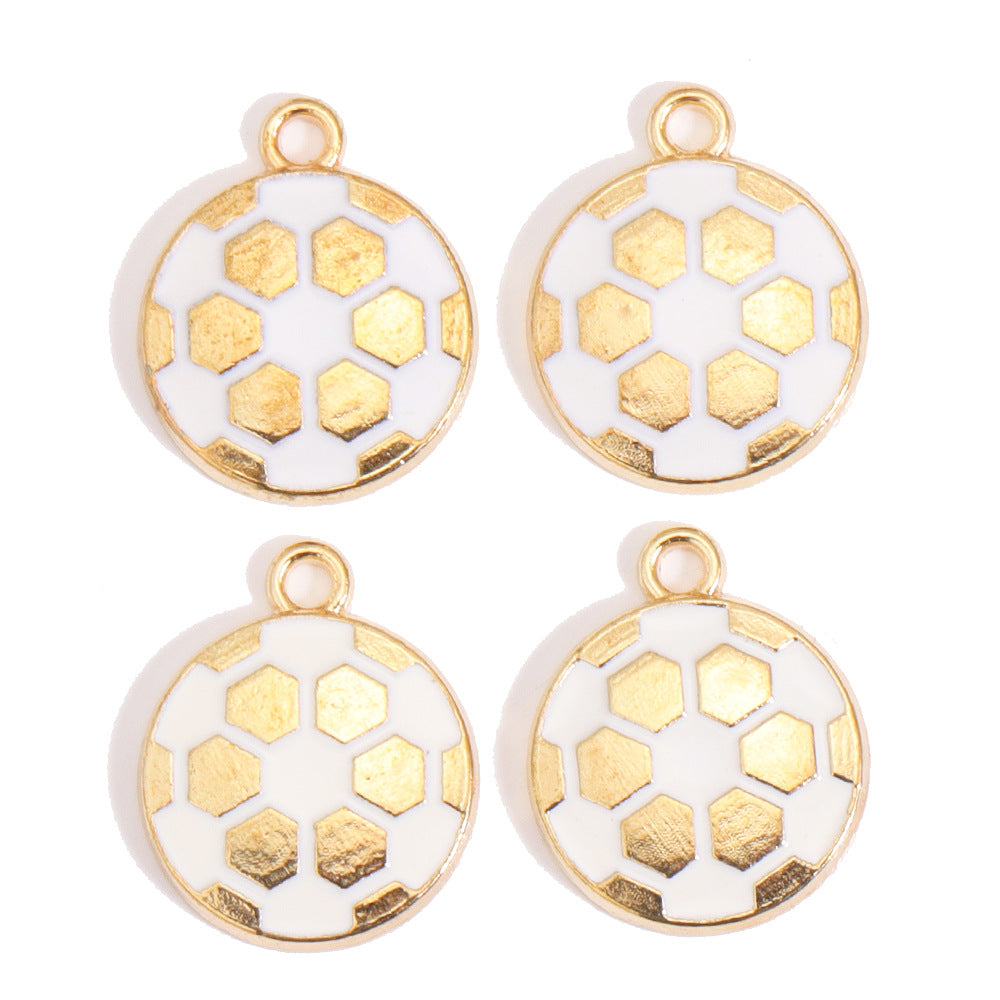 Enamel Sports Ball Charms & Slide Spacer Beads, Gold Plated Football Helmet Jersey Baseball Pendant for DIY Jewelry Making, Beadable Pens & Keychain Crafts
