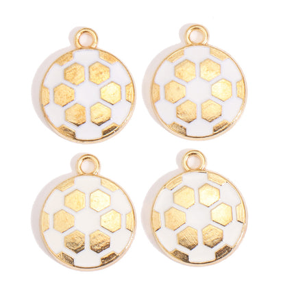Enamel Sports Ball Charms & Slide Spacer Beads, Gold Plated Football Helmet Jersey Baseball Pendant for DIY Jewelry Making, Beadable Pens & Keychain Crafts