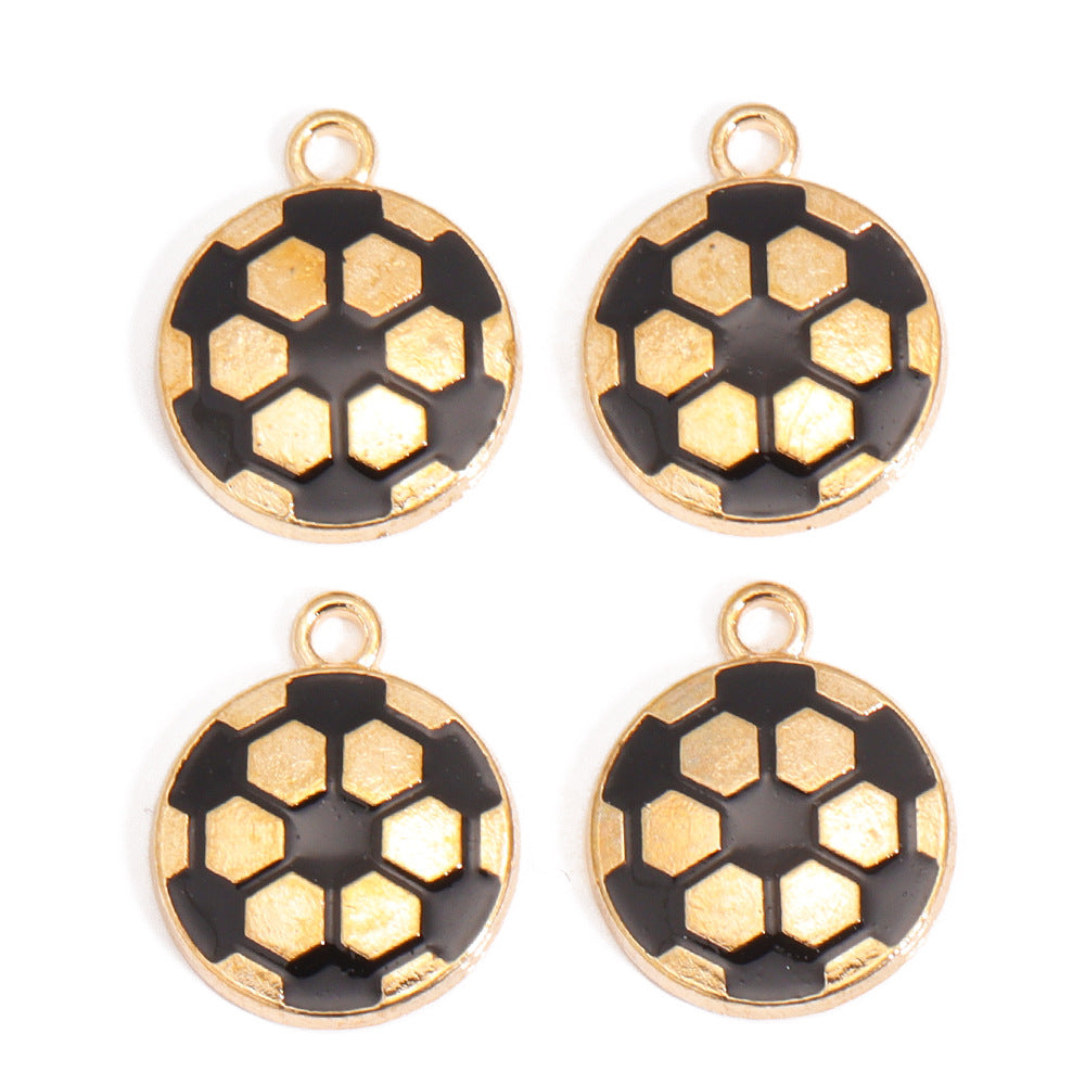 Enamel Sports Ball Charms & Slide Spacer Beads, Gold Plated Football Helmet Jersey Baseball Pendant for DIY Jewelry Making, Beadable Pens & Keychain Crafts