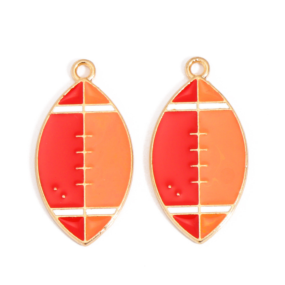 Enamel Sports Ball Charms & Slide Spacer Beads, Gold Plated Football Helmet Jersey Baseball Pendant for DIY Jewelry Making, Beadable Pens & Keychain Crafts