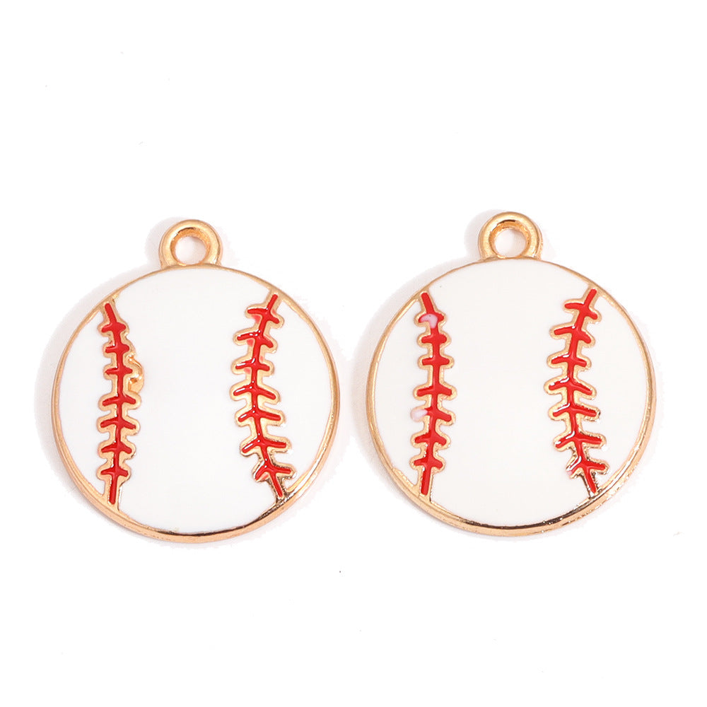 Enamel Sports Ball Charms & Slide Spacer Beads, Gold Plated Football Helmet Jersey Baseball Pendant for DIY Jewelry Making, Beadable Pens & Keychain Crafts