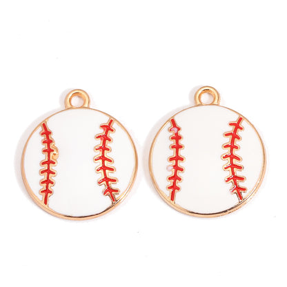 Enamel Sports Ball Charms & Slide Spacer Beads, Gold Plated Football Helmet Jersey Baseball Pendant for DIY Jewelry Making, Beadable Pens & Keychain Crafts