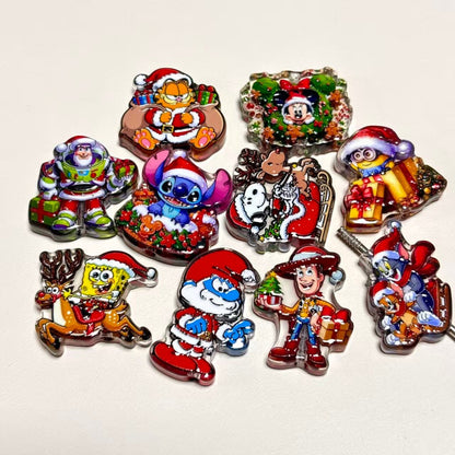 Christmas Cartoon Character Acrylic Focal Beads, Holiday Nostalgic Animals & Hero Slide Beads for Beadable Pens, Keychains & DIY Crafts