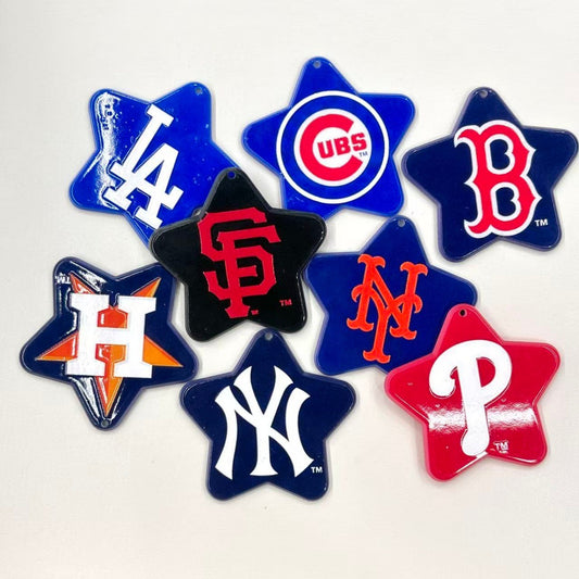 48mm Star Acrylic Baseball Charms, Game Day Team Spirit Star Pendants with Hanging Hole for DIY Keychains, Bag Tags & Jewelry Making