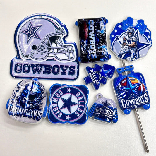 Texas Blue Star Football Acrylic Focal Beads & Charms, Game Day Helmet Jersey Slide Beads for DIY Beadable Pens, Keychains & Fan Crafts