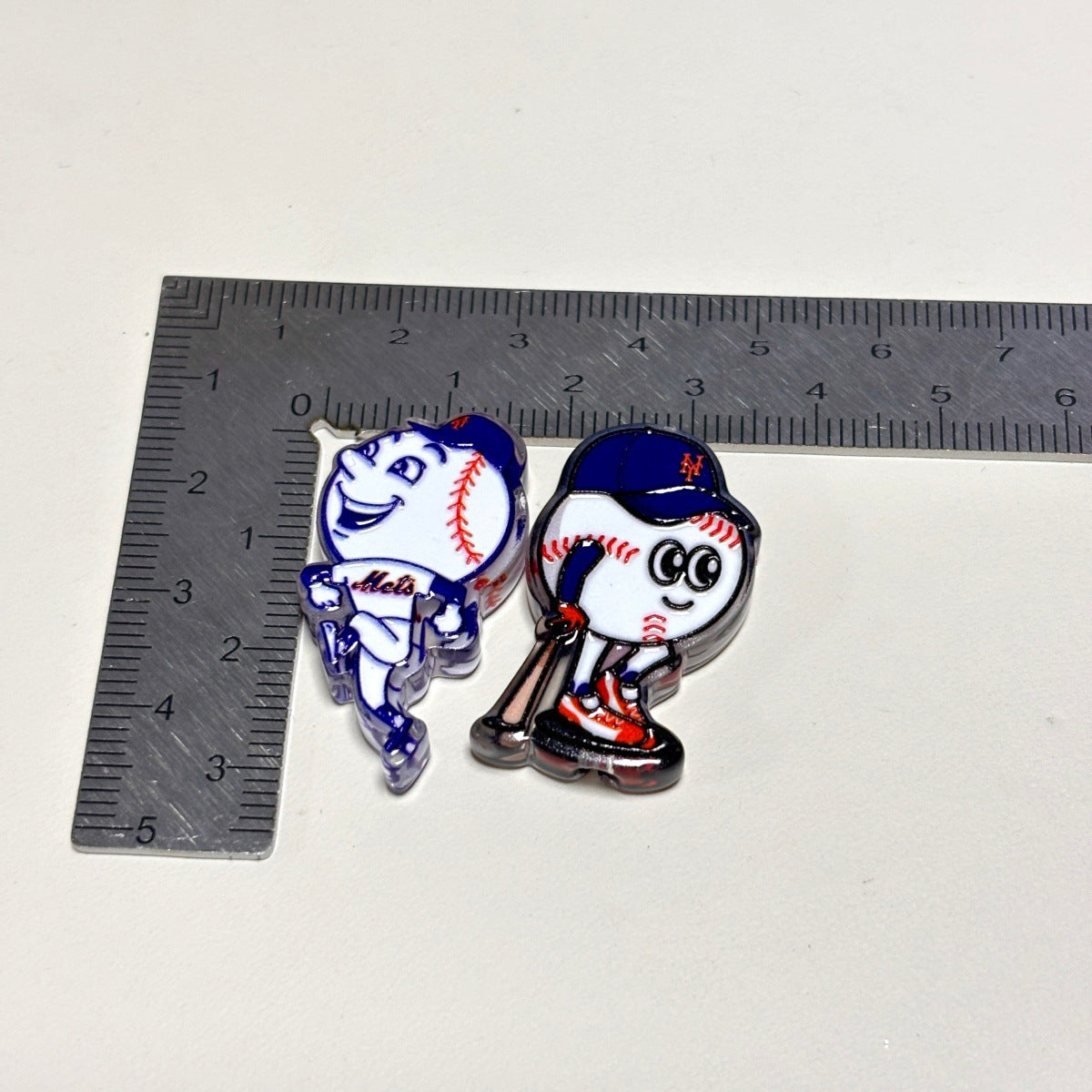 New York Mets Baseball Printed Acrylic Focal Beads Set, Mascot & NY Logo Slide Beads for Beadable Pens & Keyrings