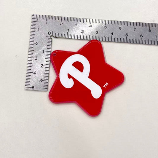 48mm Star Acrylic Baseball Charms, Game Day Team Spirit Star Pendants with Hanging Hole for DIY Keychains, Bag Tags & Jewelry Making
