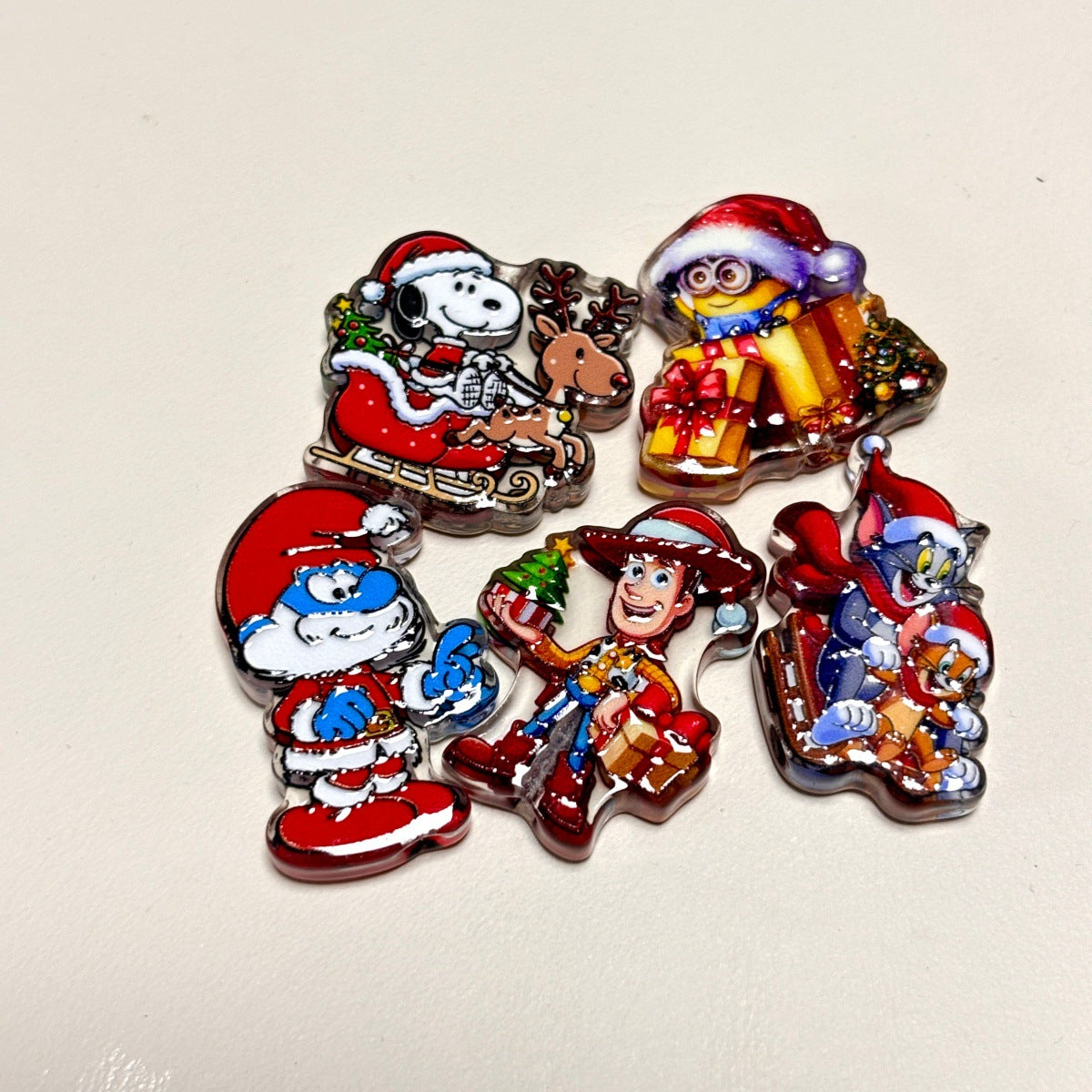 Christmas Cartoon Character Acrylic Focal Beads, Holiday Nostalgic Animals & Hero Slide Beads for Beadable Pens, Keychains & DIY Crafts