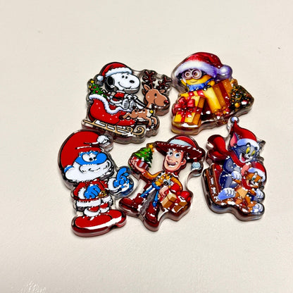 Christmas Cartoon Character Acrylic Focal Beads, Holiday Nostalgic Animals & Hero Slide Beads for Beadable Pens, Keychains & DIY Crafts