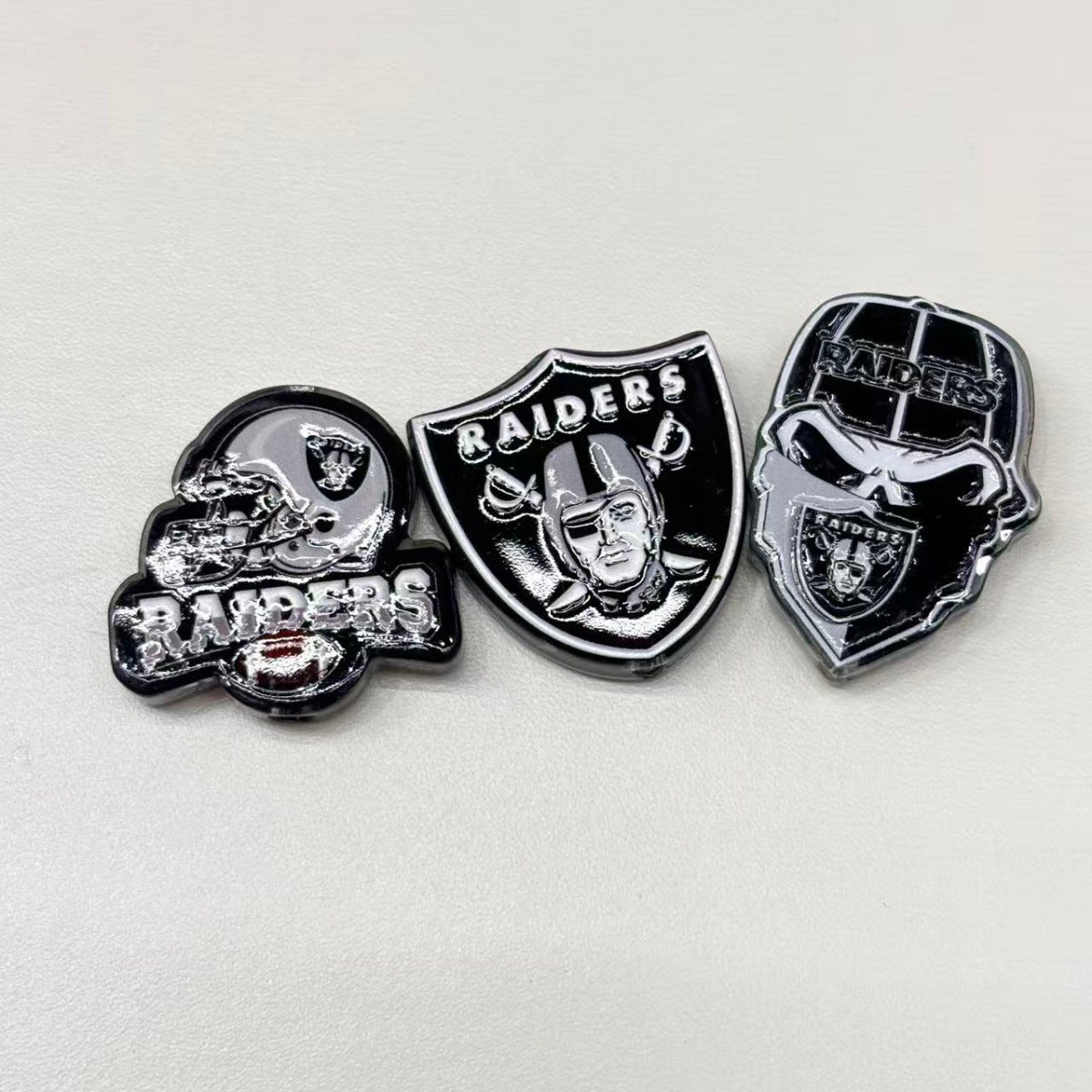 Silver & Black Football Acrylic Focal Beads, Pirate Shield Helmet Slide Beads for DIY Beadable Pens, Keychains & Game Day Crafts