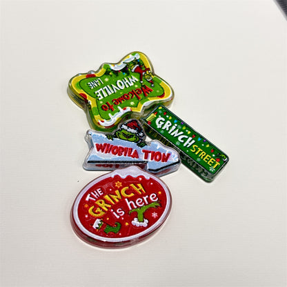Christmas Village Street Sign Acrylic Focal Beads, Holiday Town Arrow Marker Slide Beads for DIY Beadable Pens, Keychains & Holiday Crafts