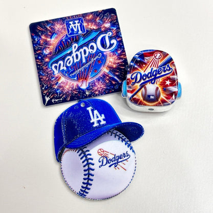 Royal Blue & White Baseball Acrylic Focal Beads & Charms, California Game Day LA Cap & Luggage Slide Beads for Beadable Pens, Keychains & Fan Crafts