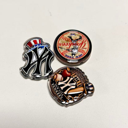 Navy & White Baseball Acrylic Focal Beads, Game Day Interlocking NY Letter & Hat Slide Beads for DIY Beadable Pens, Keychains & Fan Crafts