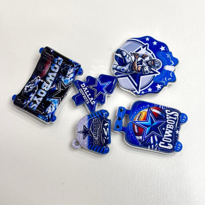 Texas Blue Star Football Acrylic Focal Beads & Charms, Game Day Helmet Jersey Slide Beads for DIY Beadable Pens, Keychains & Fan Crafts
