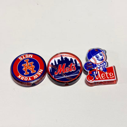 New York Mets Baseball Printed Acrylic Focal Beads Set, Mascot & NY Logo Slide Beads for Beadable Pens & Keyrings