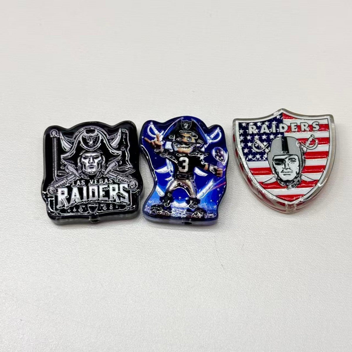 Silver & Black Football Acrylic Focal Beads, Pirate Shield Helmet Slide Beads for DIY Beadable Pens, Keychains & Game Day Crafts