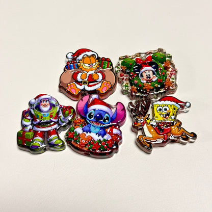 Christmas Cartoon Character Acrylic Focal Beads, Holiday Nostalgic Animals & Hero Slide Beads for Beadable Pens, Keychains & DIY Crafts