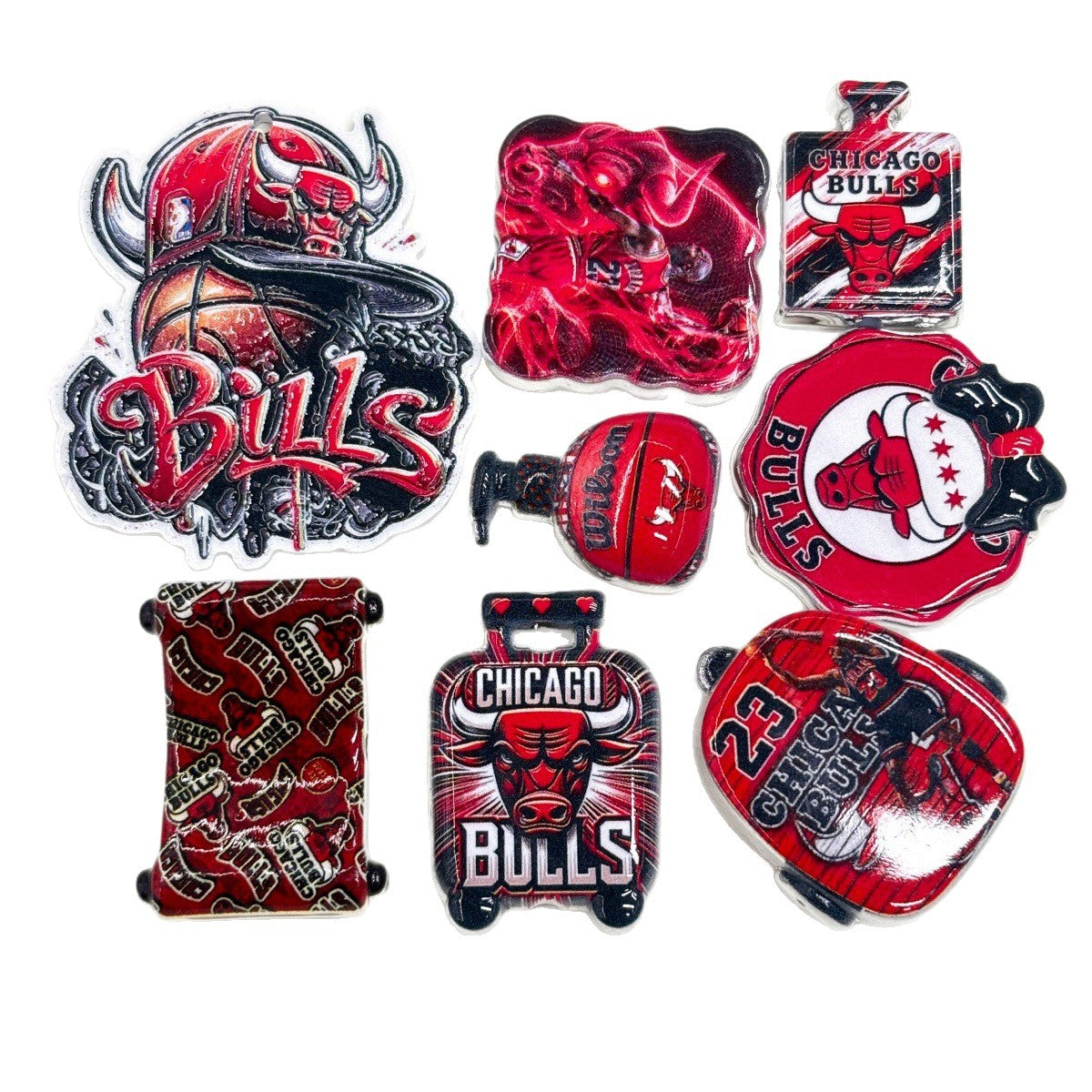 Red & Black Basketball Acrylic Focal Beads & Charms, Chicago Game Day Team Spirit Slide Beads for DIY Beadable Pens, Keychains & Fan Crafts