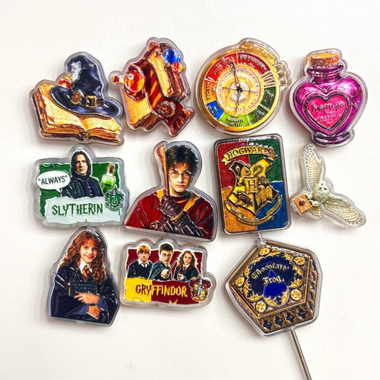 Magic Wizard Academy Acrylic Focal Beads, Fantasy Spell Book Owl & Potion Bottle Slide Beads for DIY Beadable Pens, Keychains & Bookish Crafts