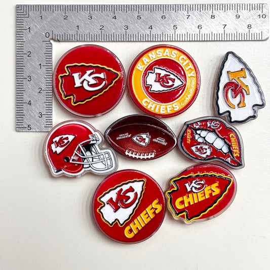 Red & Gold Football Acrylic Focal Beads, Game Day Arrowhead Helmet Lips Slide Beads for DIY Beadable Pens, Keychains & Fan Crafts