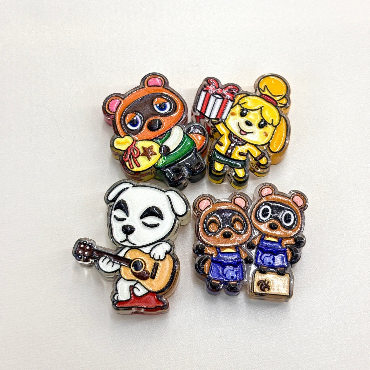Cute Island Animal Friends Acrylic Focal Beads, Cozy Village Mascot Guitar Dog Turnip Pig Slide Beads for DIY Beadable Pens, Keychains & Gamer Crafts