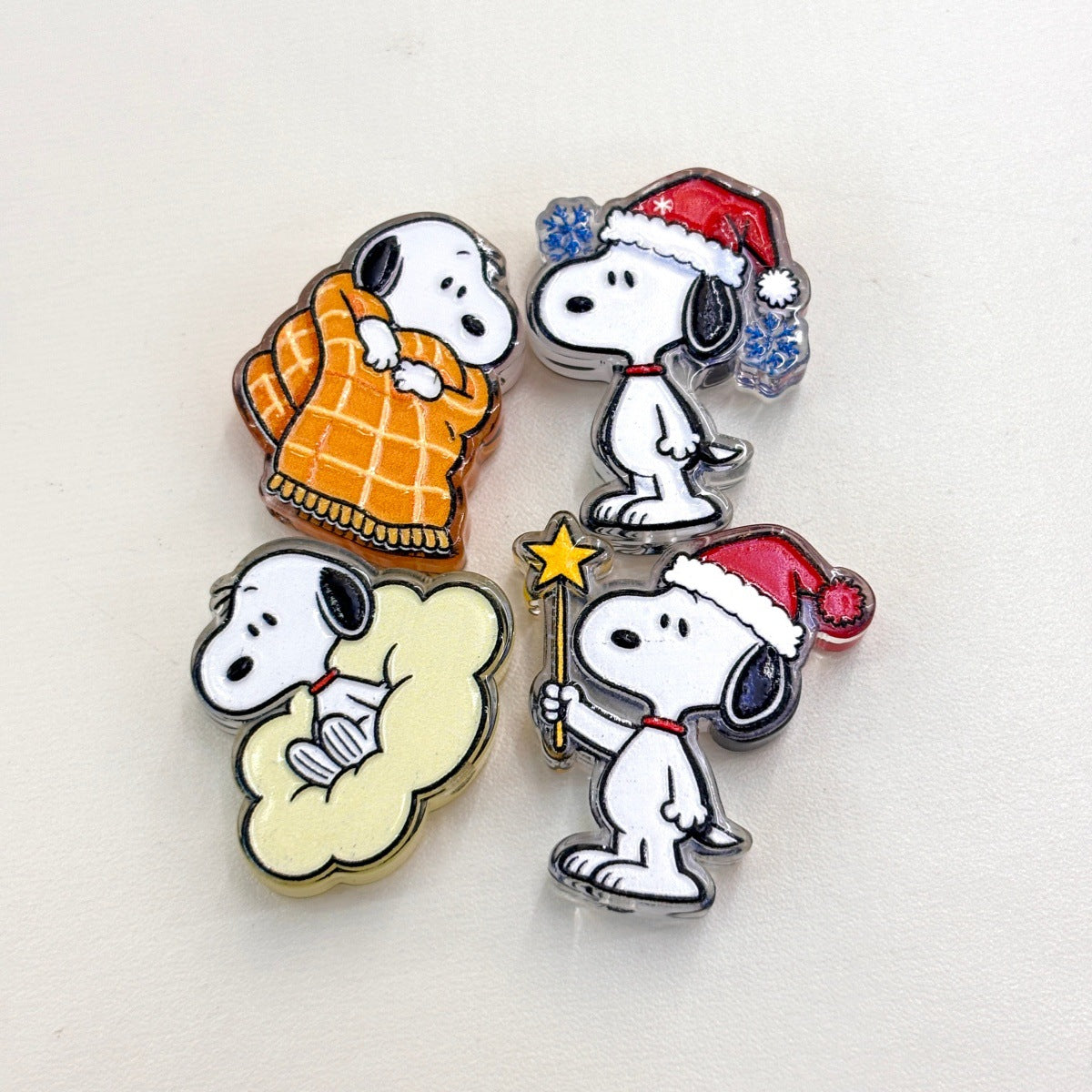 Winter Holiday Cartoon Beagle Acrylic Focal Beads, Christmas Puppy Sled Gingerbread Coffee Slide Beads for DIY Beadable Pens, Keychains & Crafts