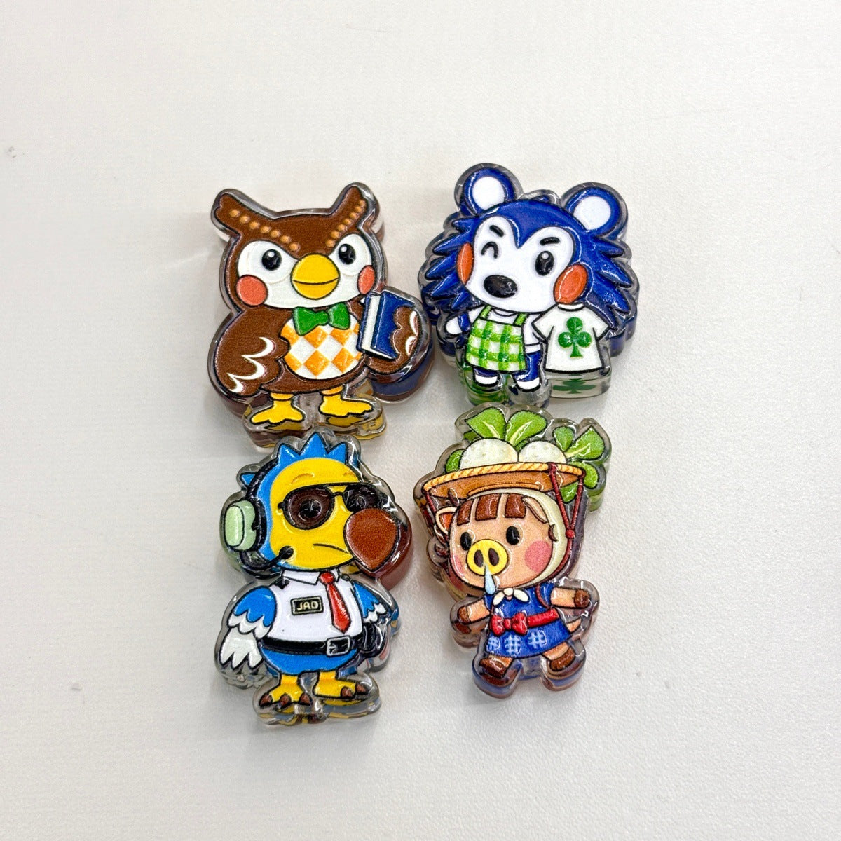 Cute Island Animal Friends Acrylic Focal Beads, Cozy Village Mascot Guitar Dog Turnip Pig Slide Beads for DIY Beadable Pens, Keychains & Gamer Crafts