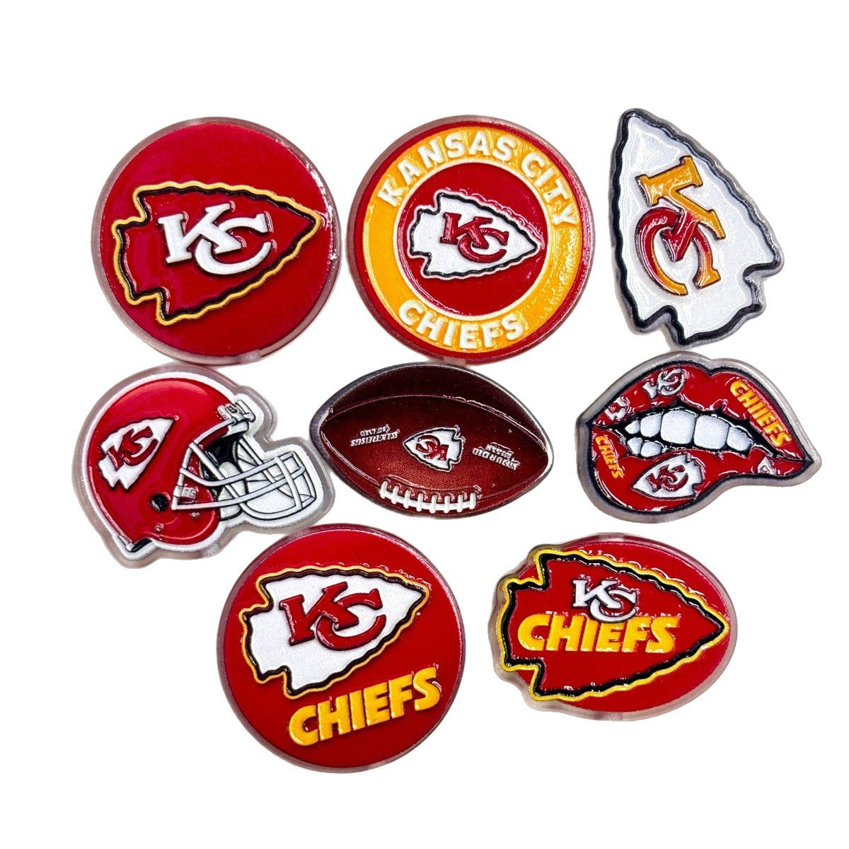 Red & Gold Football Acrylic Focal Beads, Game Day Arrowhead Helmet Lips Slide Beads for DIY Beadable Pens, Keychains & Fan Crafts