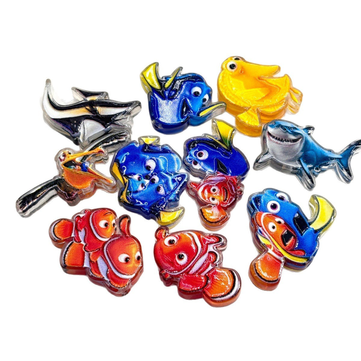 Ocean Clownfish & Blue Tang Acrylic Focal Beads, Sea Fish Animal Slide Beads for DIY Beadable Pens, Keychains & Marine Crafts