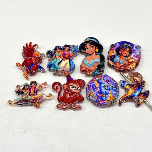 Arabian Desert Princess Magic Lamp Acrylic Focal Beads, Fairy Tale Flying Carpet Genie Charms for DIY Beadable Pens, Keychains & Wristlets