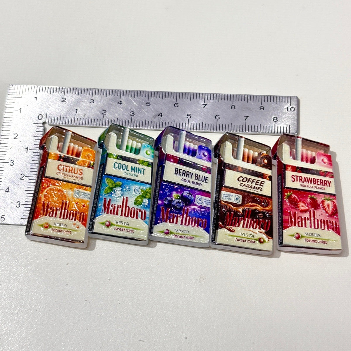 Novelty Fruit Flavor Box Acrylic Focal Beads, Miniature Retro Pocket Pack Charms for DIY Beadable Pens, Keychains & Wristlets