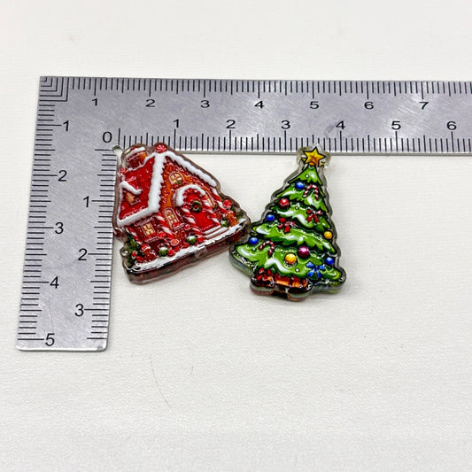 Christmas Holiday Acrylic Focal Beads, Vintage Santa Gingerbread Tree Reindeer Charms for DIY Beadable Pens, Keychains & Winter Crafts