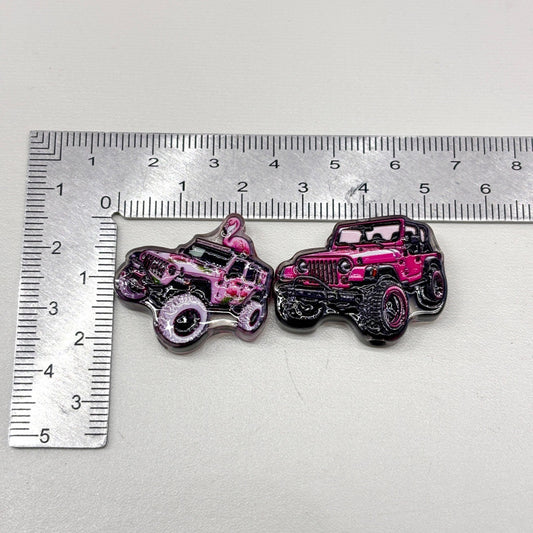Cute Off-Road 4x4 Trail SUV Acrylic Focal Beads, Colorful Mud Rig Rock Crawler Charms for DIY Beadable Pens, Keychains & Wristlets
