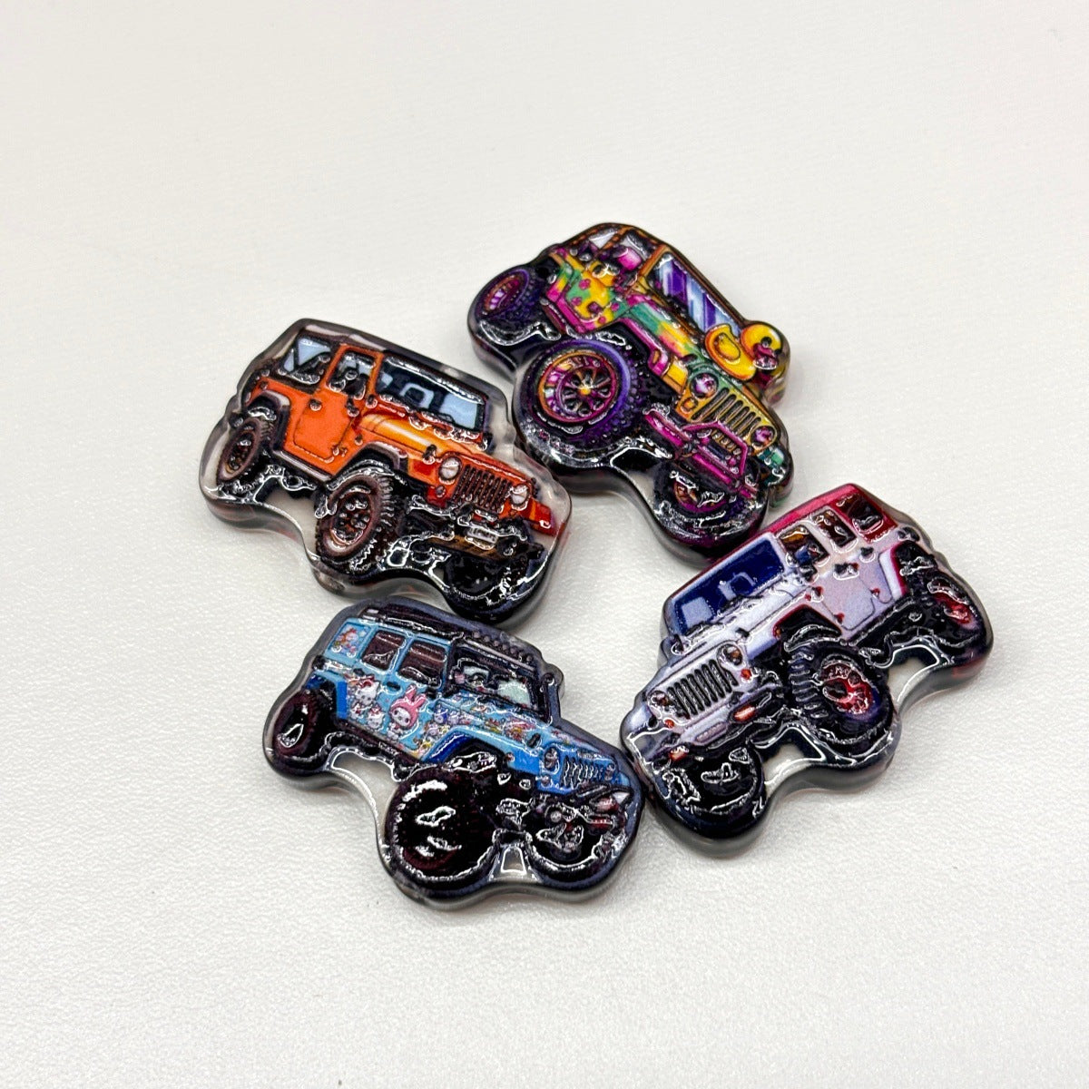Cute Off-Road 4x4 Trail SUV Acrylic Focal Beads, Colorful Mud Rig Rock Crawler Charms for DIY Beadable Pens, Keychains & Wristlets