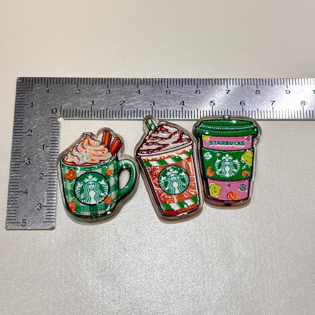 Green Mermaid Coffee Acrylic Focal Beads, Barista Apron Espresso Machine & Iced Cup Slide Beads for DIY Beadable Pens, Keychains & Cafe Crafts