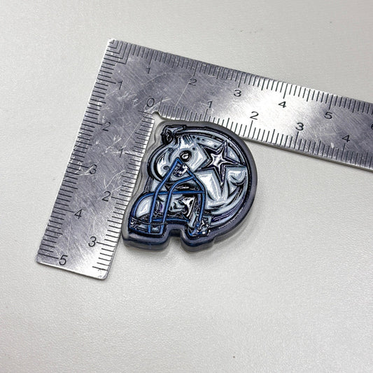 Texas Blue Star Football Acrylic Focal Beads, Silver & Blue Helmet Lone Star Slide Beads for DIY Beadable Pens, Keychains & Fan Crafts