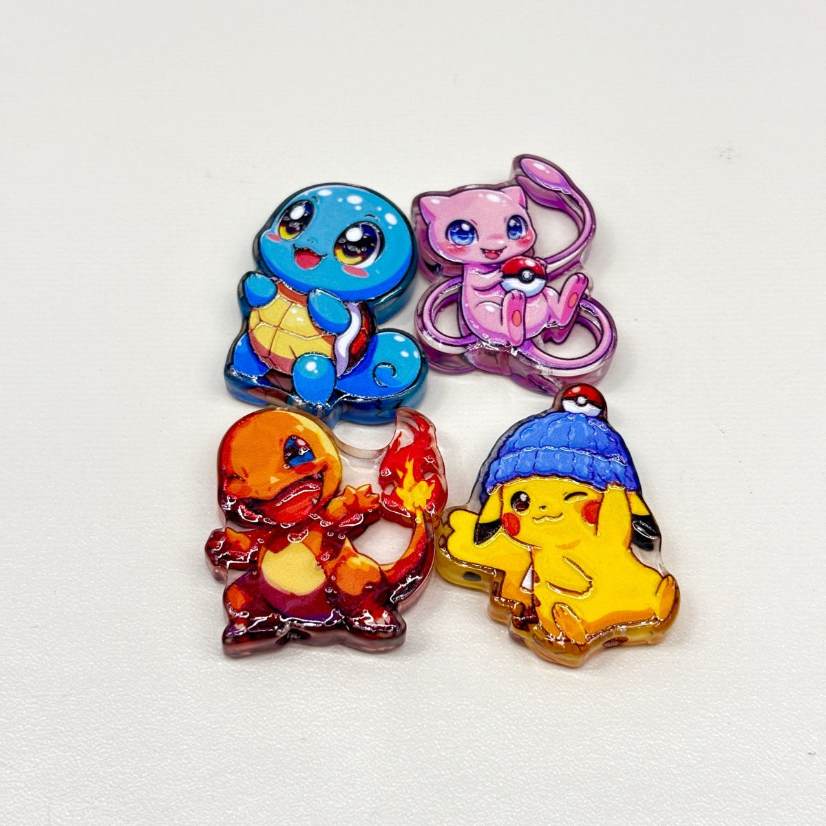 Cute Anime Monster Creature Acrylic Focal Beads, Winter Hat Electric Mouse & Flame Dragon Slide Beads for DIY Beadable Pens, Keychains & Gamer Crafts