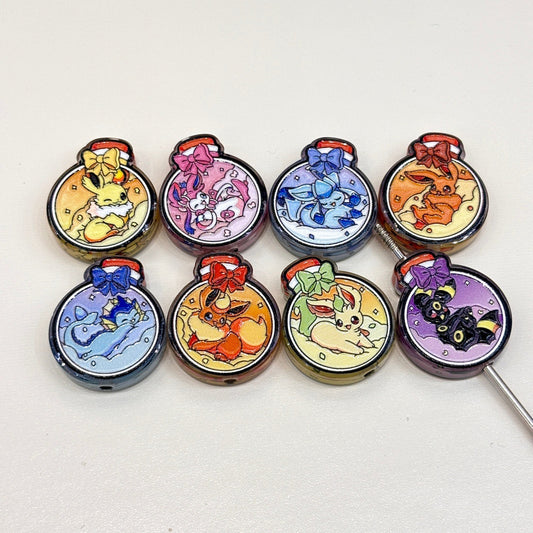 Cute Elemental Fox Creatures Potion Bottle Acrylic Focal Beads, Kawaii Magic Jar Printed Charms for DIY Beadable Pens, Keychains & Wristlets