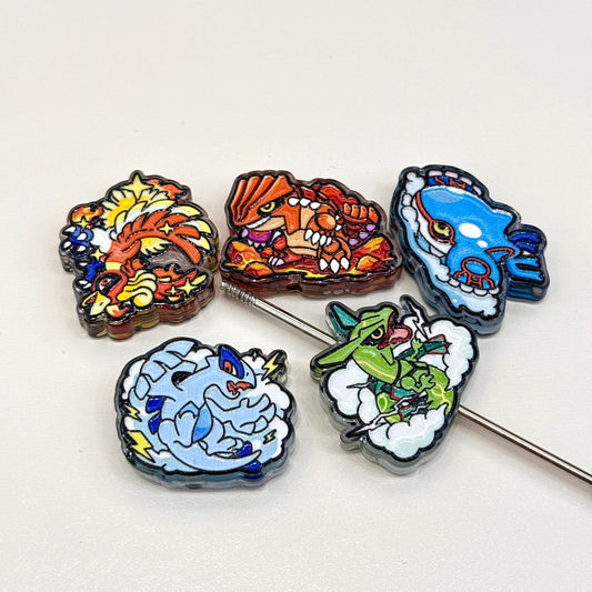 Mythical Legendary Dragon & Beast Acrylic Focal Beads, Anime Elemental Titan Charms for DIY Beadable Pens, Keychains & Wristlets