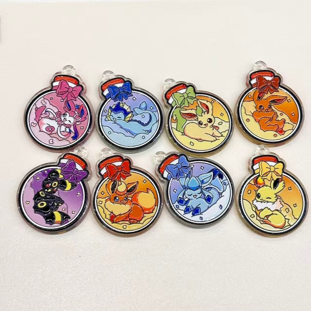 Cute Elemental Fox Creatures Potion Bottle Acrylic Charms, Kawaii Magic Jar Dangle Pendants for Keychains, Wristlets, Beadable Pens & Bag Clips