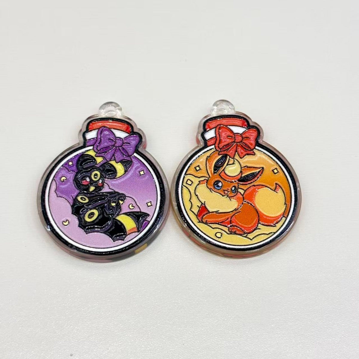 Cute Elemental Fox Creatures Potion Bottle Acrylic Charms, Kawaii Magic Jar Dangle Pendants for Keychains, Wristlets, Beadable Pens & Bag Clips