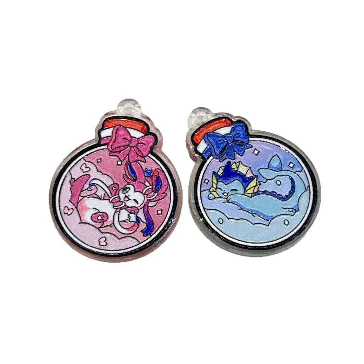 Cute Elemental Fox Creatures Potion Bottle Acrylic Charms, Kawaii Magic Jar Dangle Pendants for Keychains, Wristlets, Beadable Pens & Bag Clips