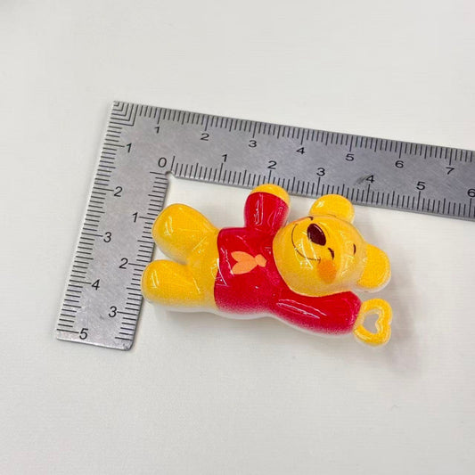 Cute Yellow Honey Bear Acrylic Focal Beads, Sweet Red Shirt Teddy Bear Charms with Heart Hand for DIY Beadable Pens, Keychains & Crafts
