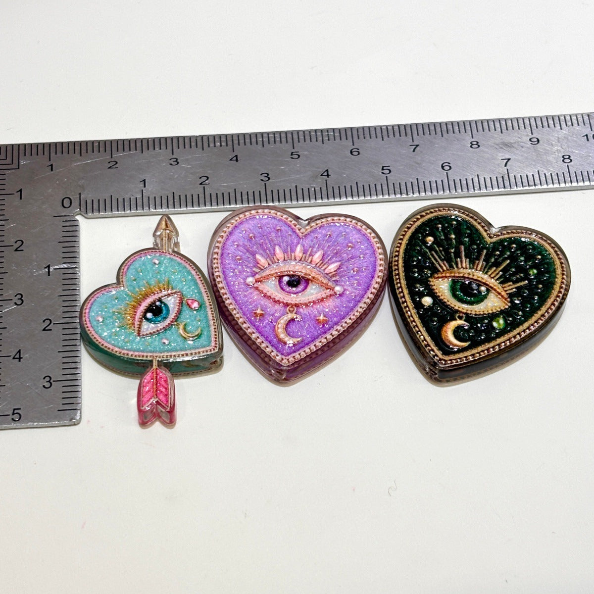 Celestial Mystic Heart Acrylic Focal Beads, Evil Eye Sun Moon Star Zodiac Charms for DIY Beadable Pens, Keychains & Witchy Crafts