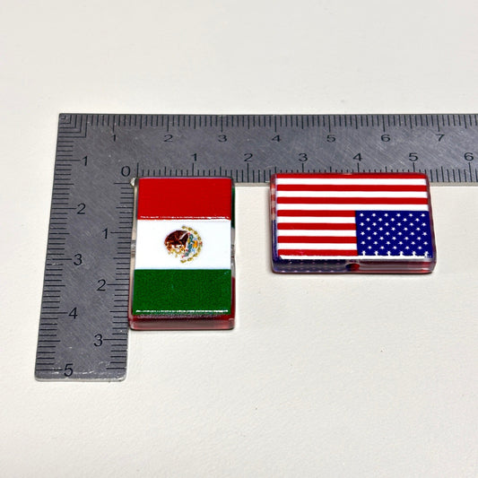 Country National Flags Acrylic Focal Beads, World Flags Rectangle Charms for DIY Beadable Pens, Keychains & Patriotic Crafts
