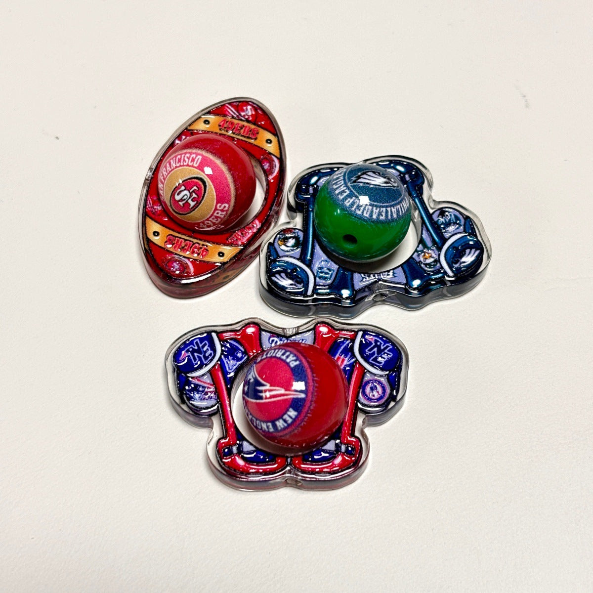 Football Game Day Team Colors Hug Frame Focal Beads, Helmet & Football Spacer Charms for DIY Beadable Pens, Keychains & Wristlets