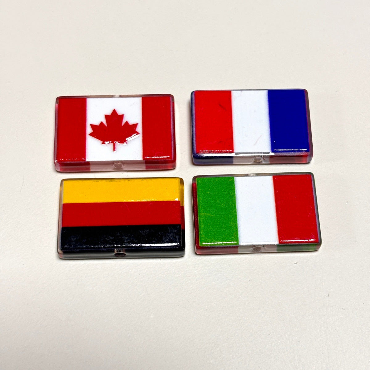 Country National Flags Acrylic Focal Beads, World Flags Rectangle Charms for DIY Beadable Pens, Keychains & Patriotic Crafts