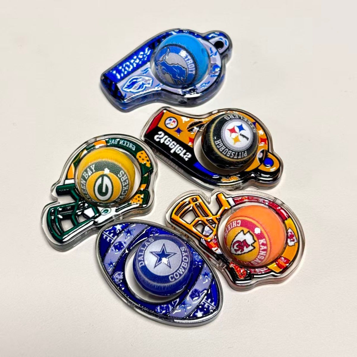 Football Game Day Team Colors Hug Frame Focal Beads, Helmet & Football Spacer Charms for DIY Beadable Pens, Keychains & Wristlets